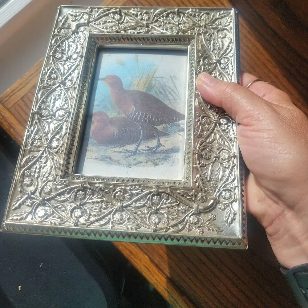 Vtg Ornate Picture Frame Lot 3.5x5 4x6 Baroque Rococo Silver Tone Resin Tabletop